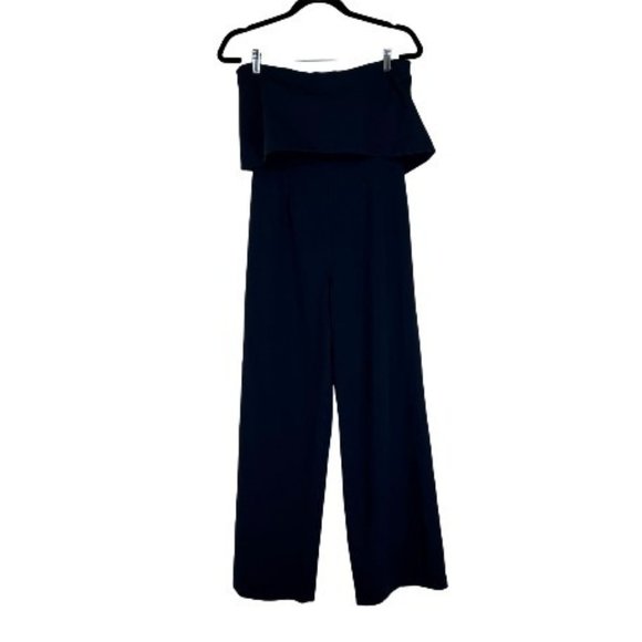 Monique Lhuillier Size XS Ruffle Jumpsuit Mid Rise Navy - Picture 3 of 8
